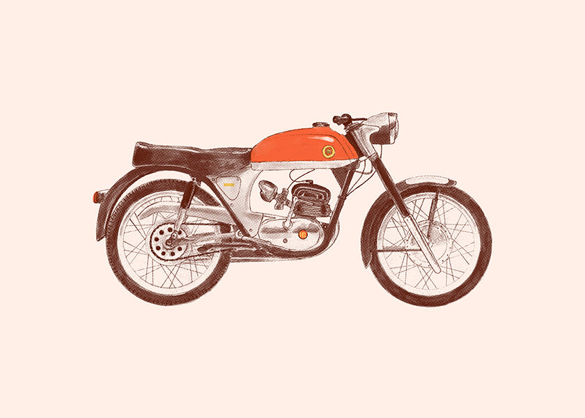 Vintage plakat rød motorcykel illustration