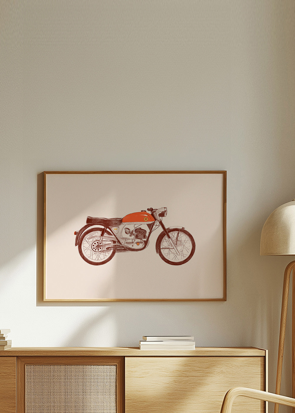 Vintage plakat rød motorcykel illustration
