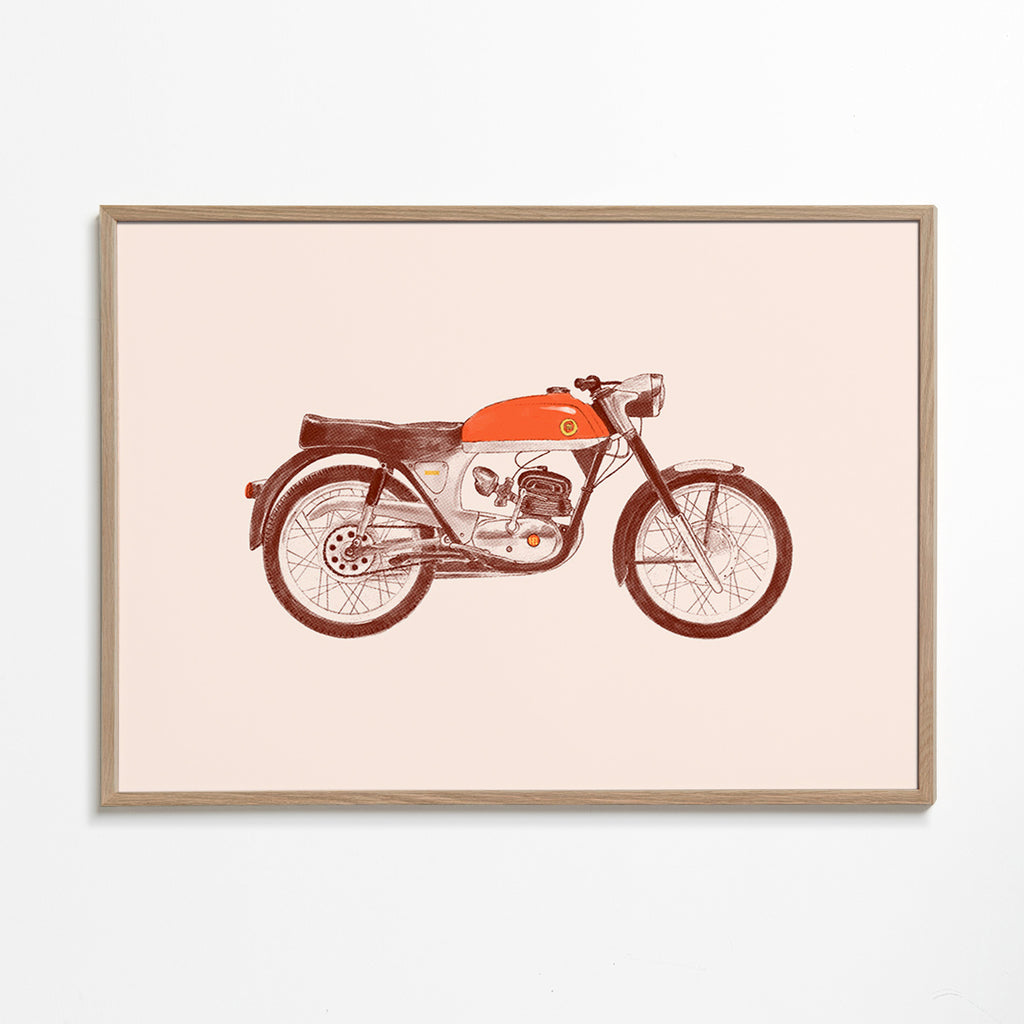 Vintage plakat rød motorcykel illustration