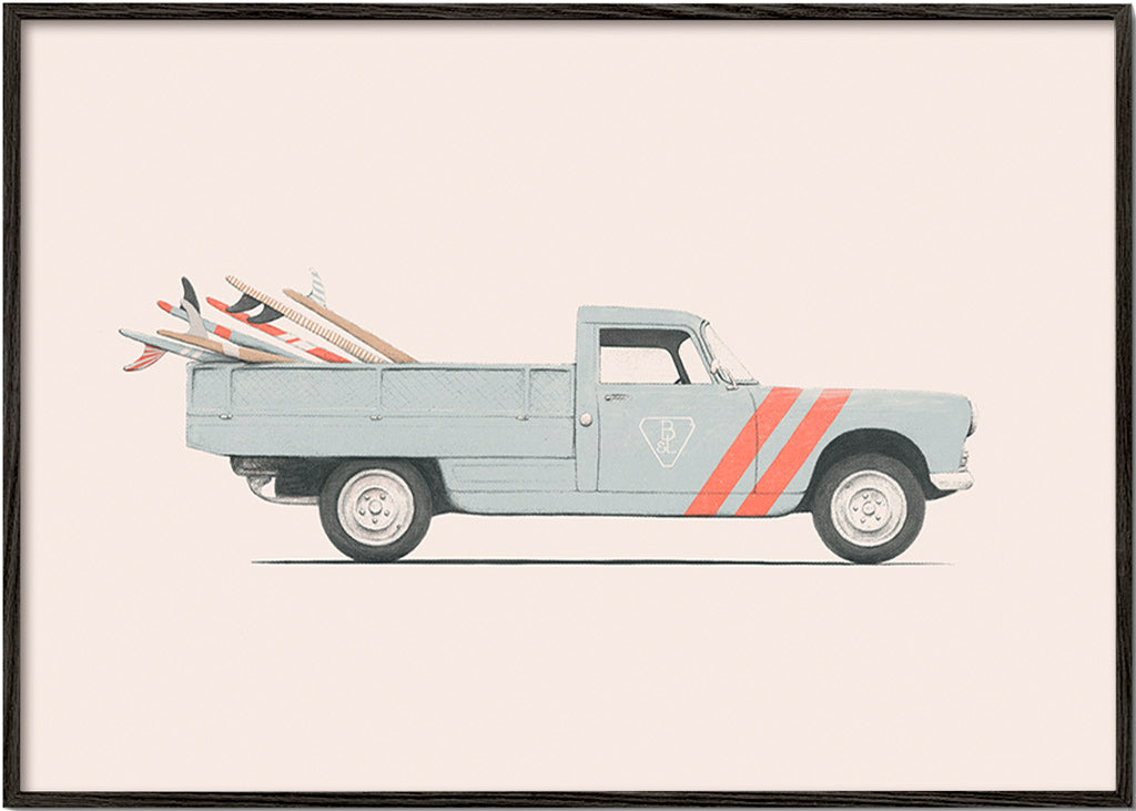Vintage print pickup med surfbrætter
