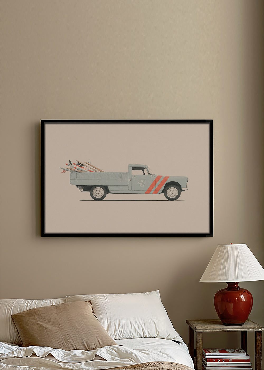 Vintage print pickup med surfbrætter