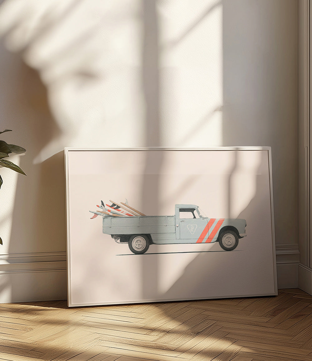 Vintage print pickup med surfbrætter