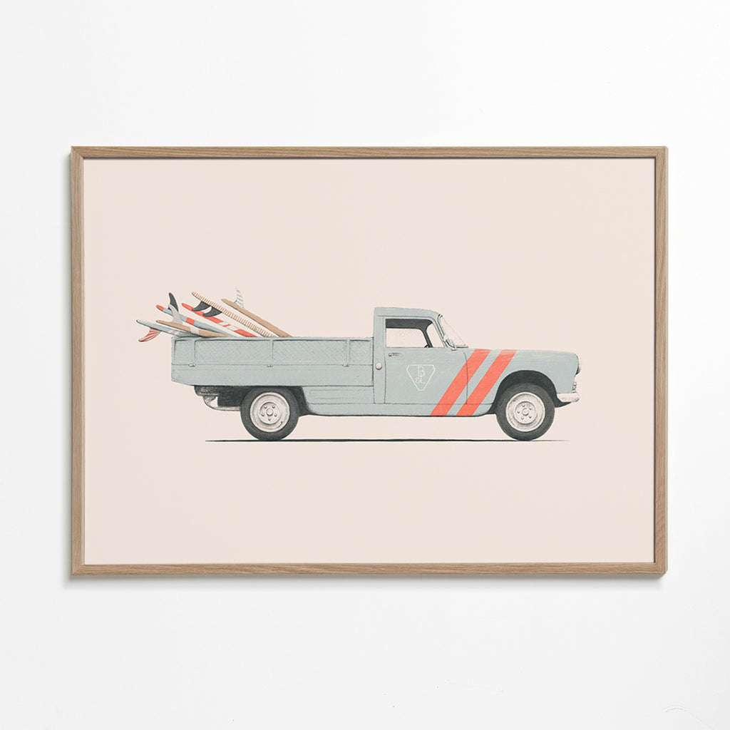 Vintage print pickup med surfbrætter