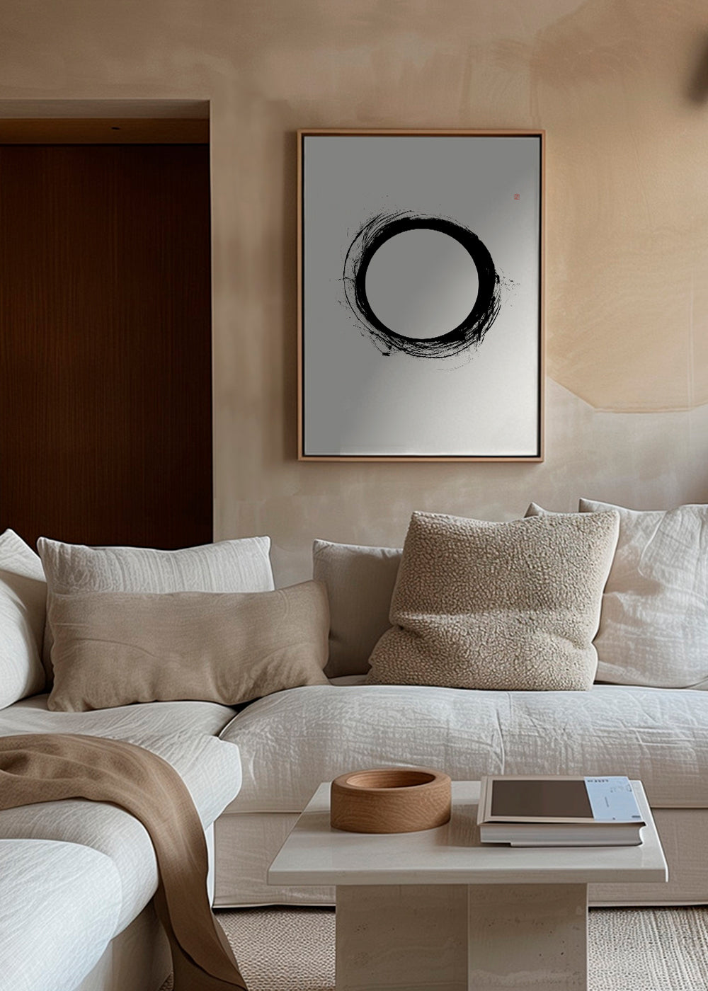 Minimalistisk kunst med gestisk cirkel