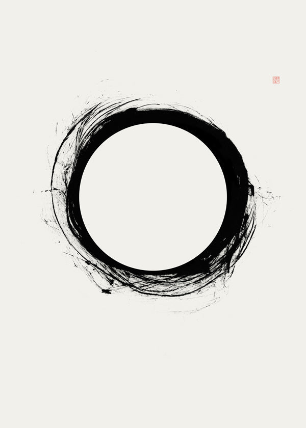 Minimalistisk kunst med gestisk cirkel