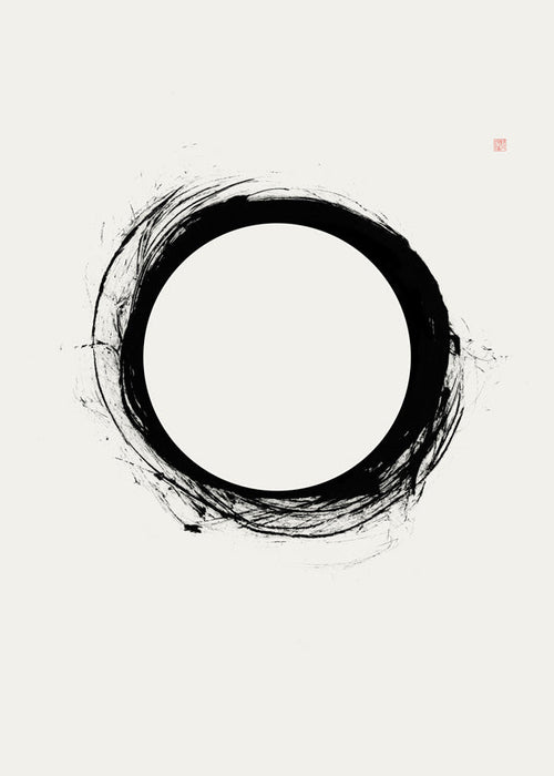 Minimalistisk kunst med gestisk cirkel