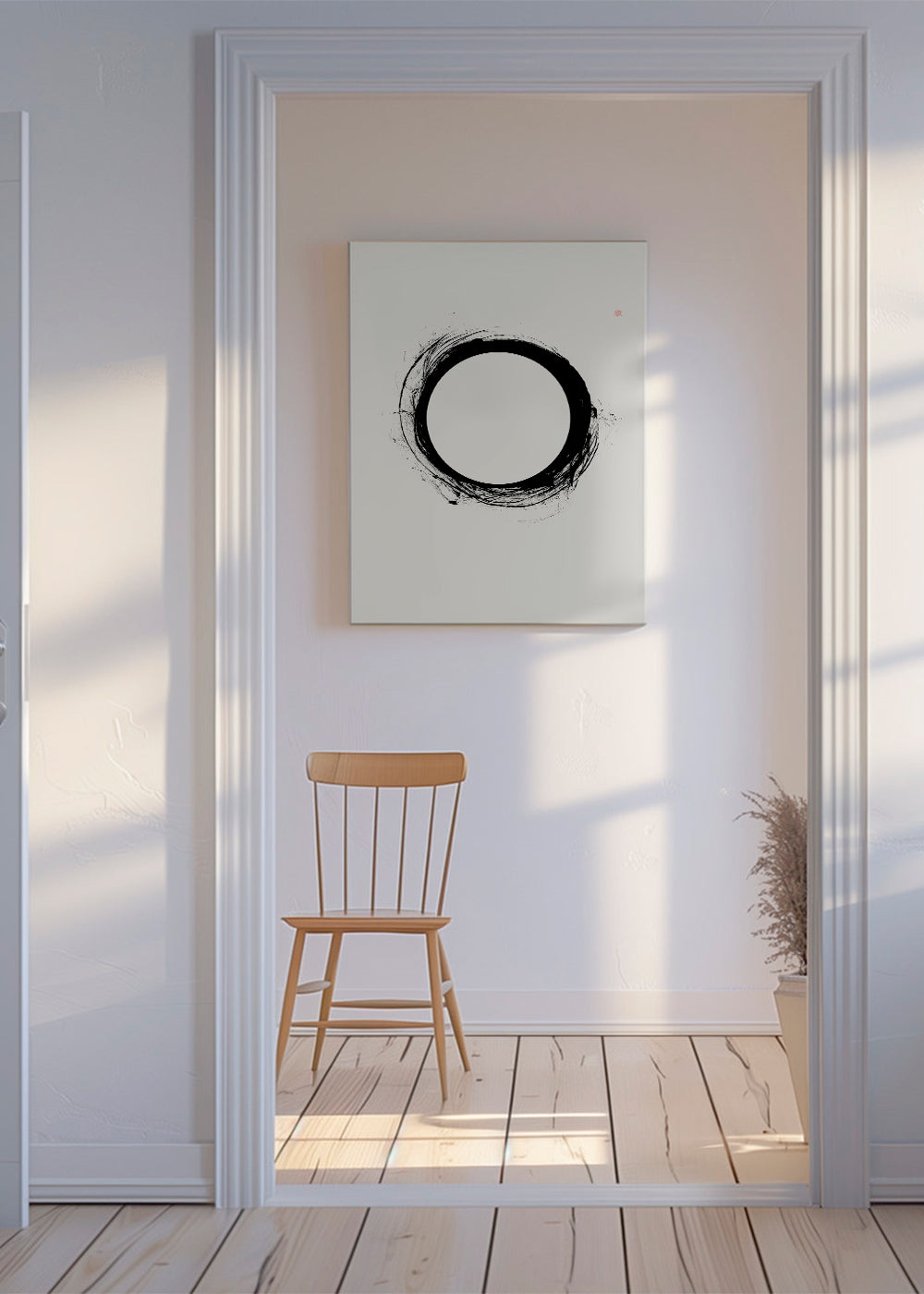 Minimalistisk kunst med gestisk cirkel