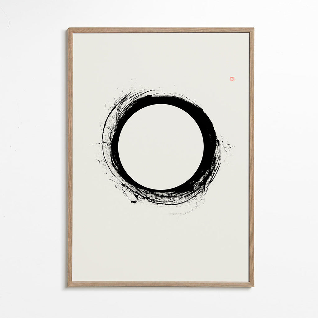 Minimalistisk kunst med gestisk cirkel