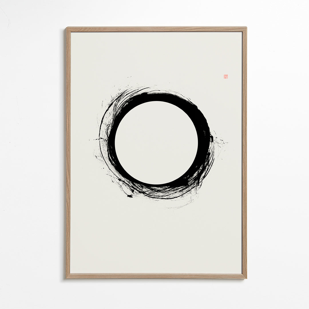 Minimalistisk kunst med gestisk cirkel