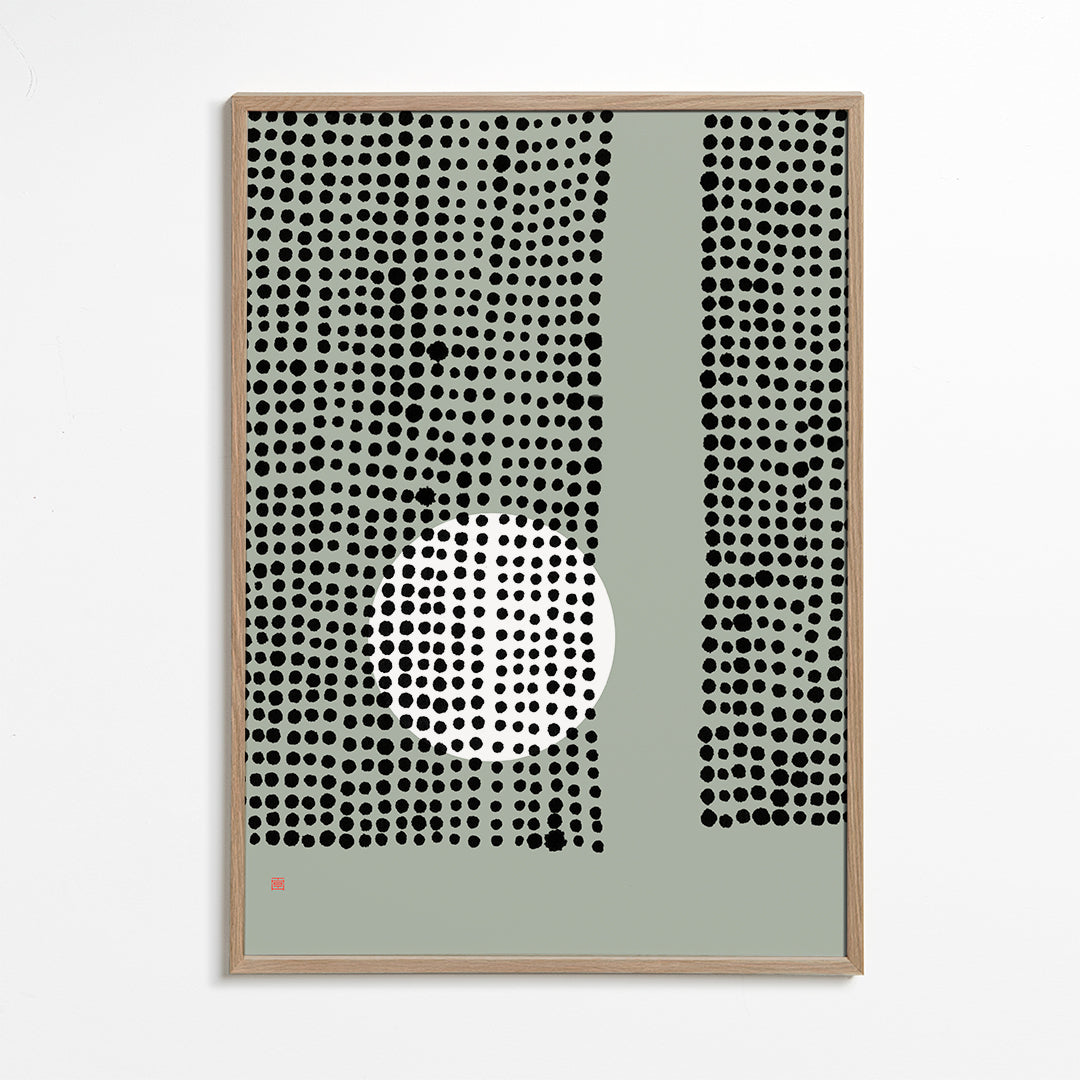 Abstrakt kunst: prikket måne lodret