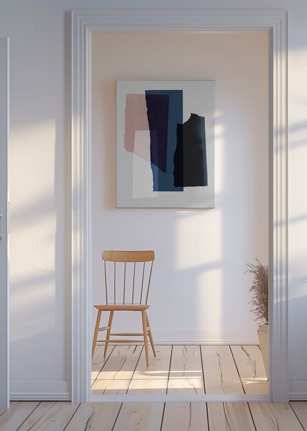 Abstrakt billede blå og rosa lag