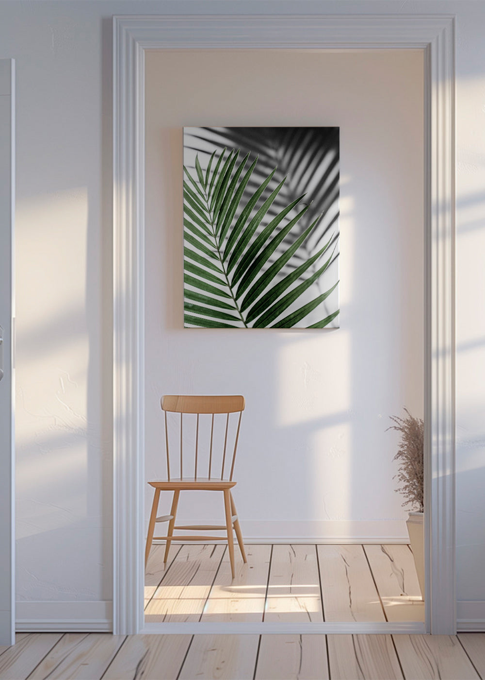Botanisk plakat med palmeblad tæt på