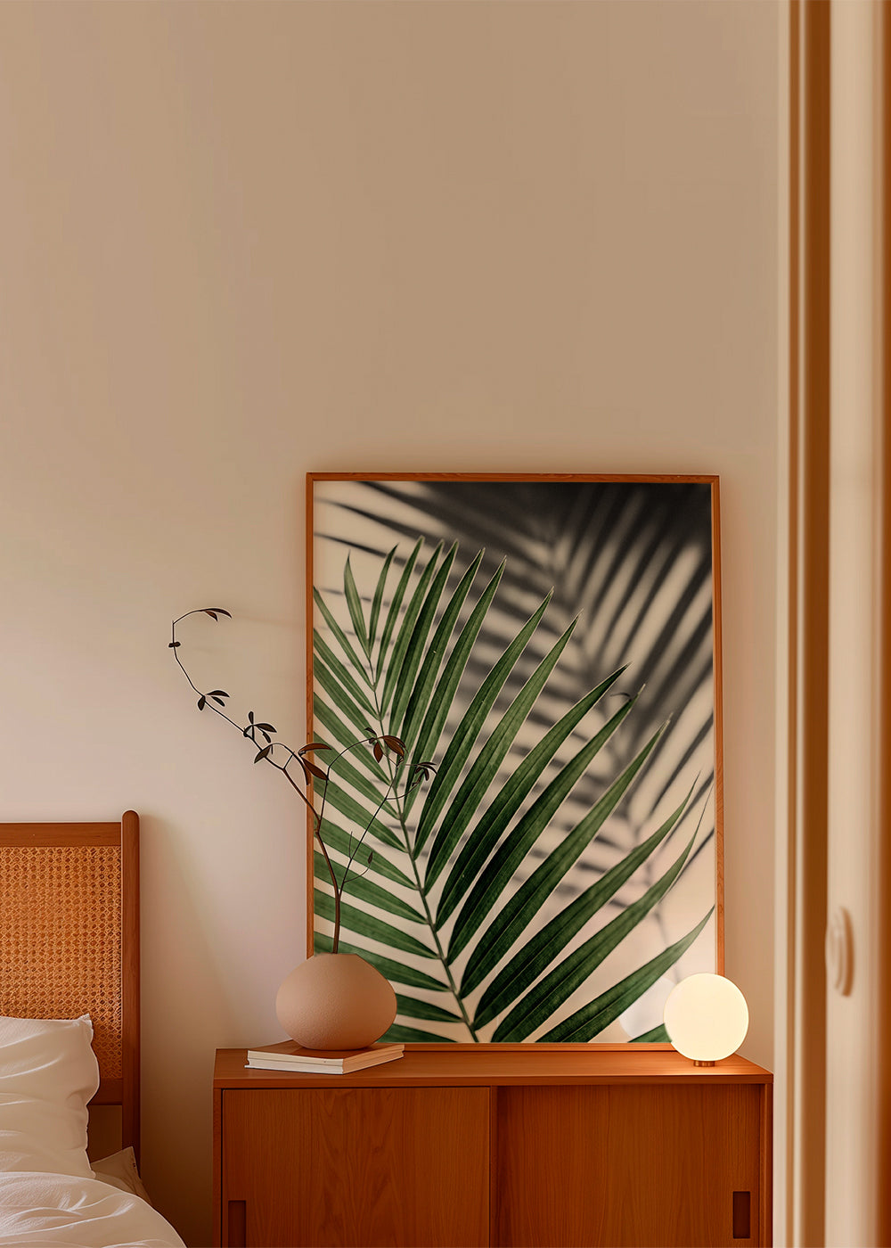 Botanisk plakat med palmeblad tæt på