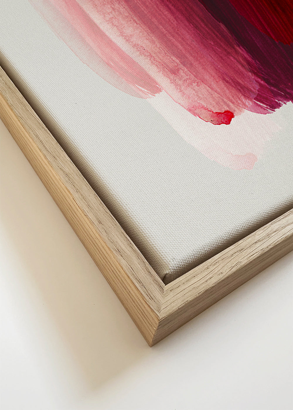 Abstrakt maleri med rosa og orange penselstrøg