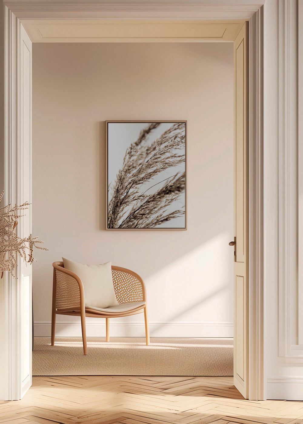 Botanisk plakat tørrede strå vandret