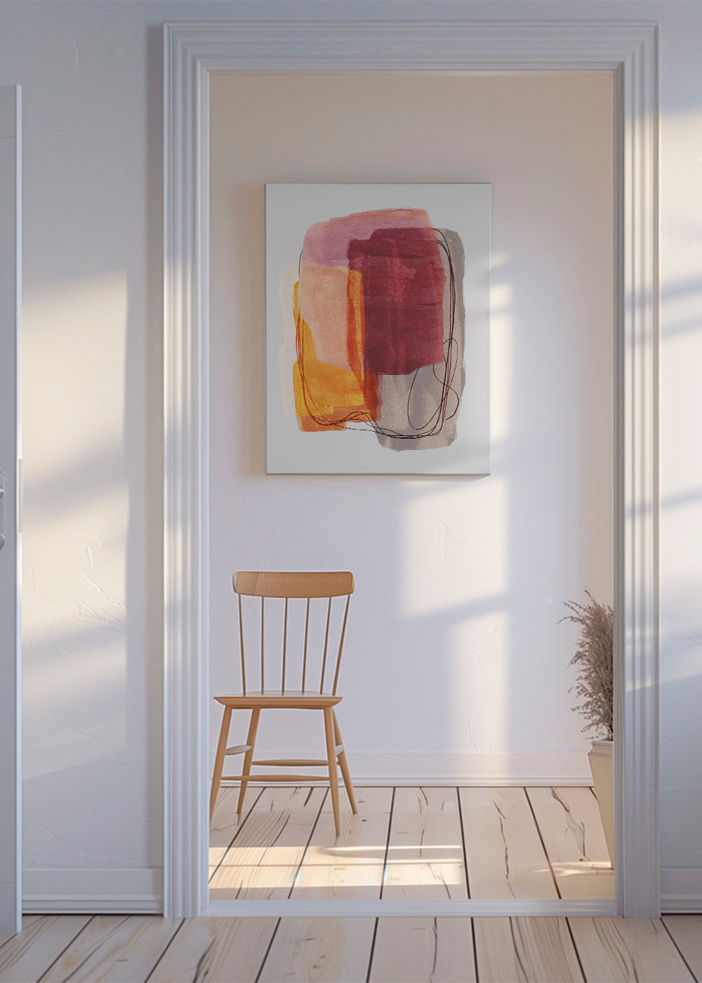 Abstrakt med rosa penselstrøg