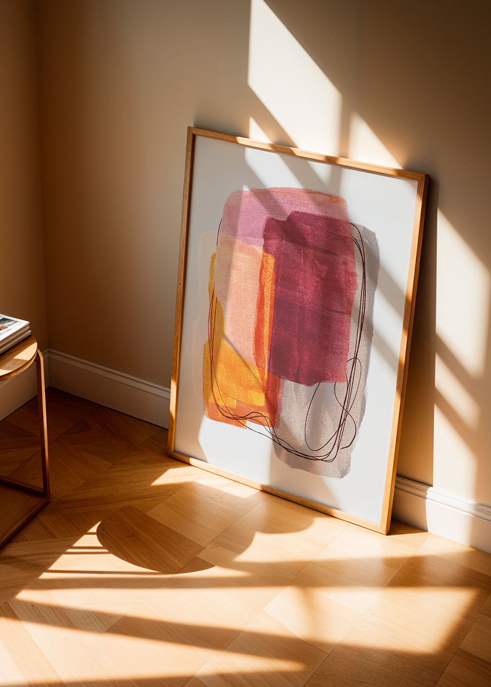 Abstrakt med rosa penselstrøg