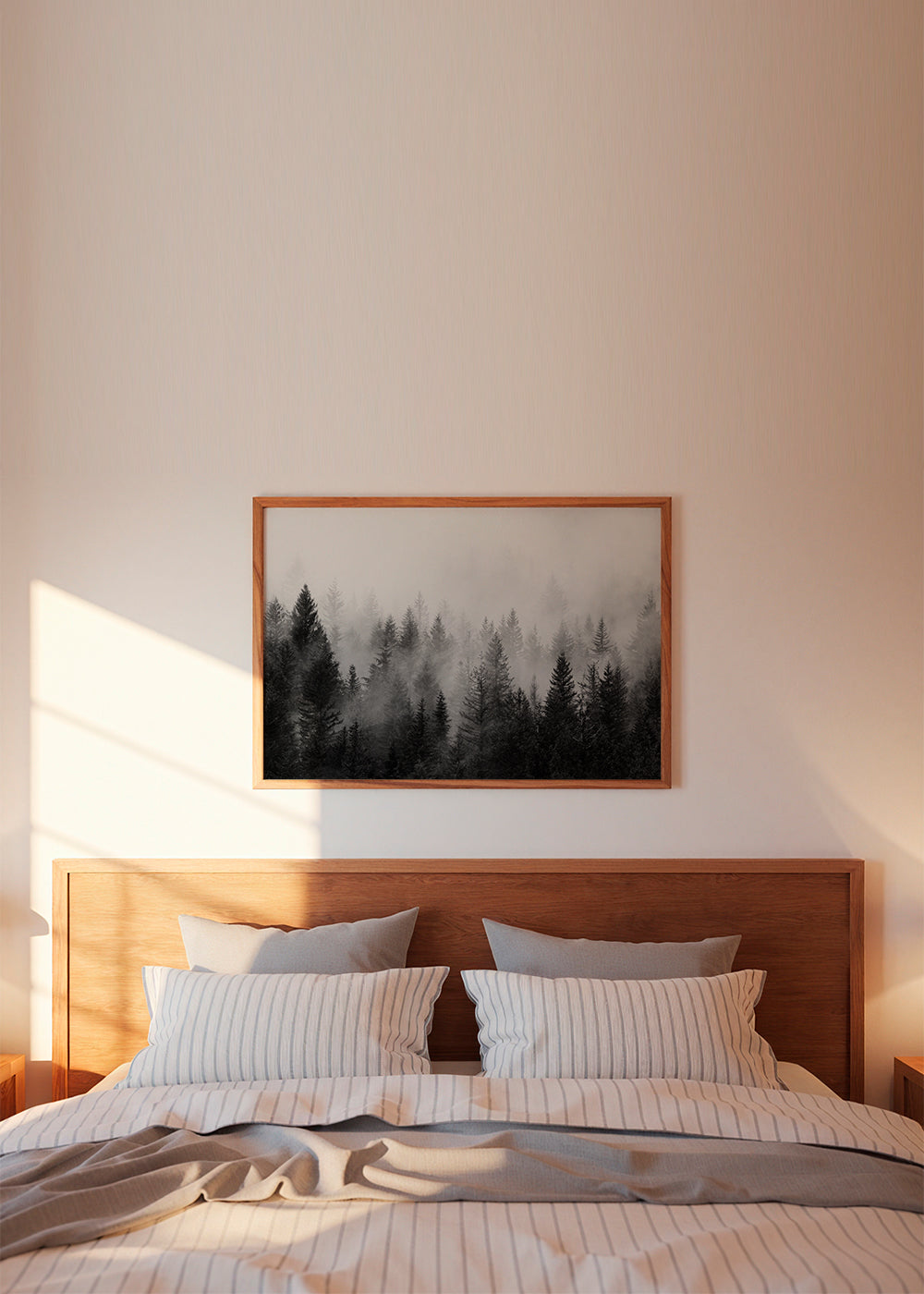 Sort-hvid kunst: tåget skov panoramisk