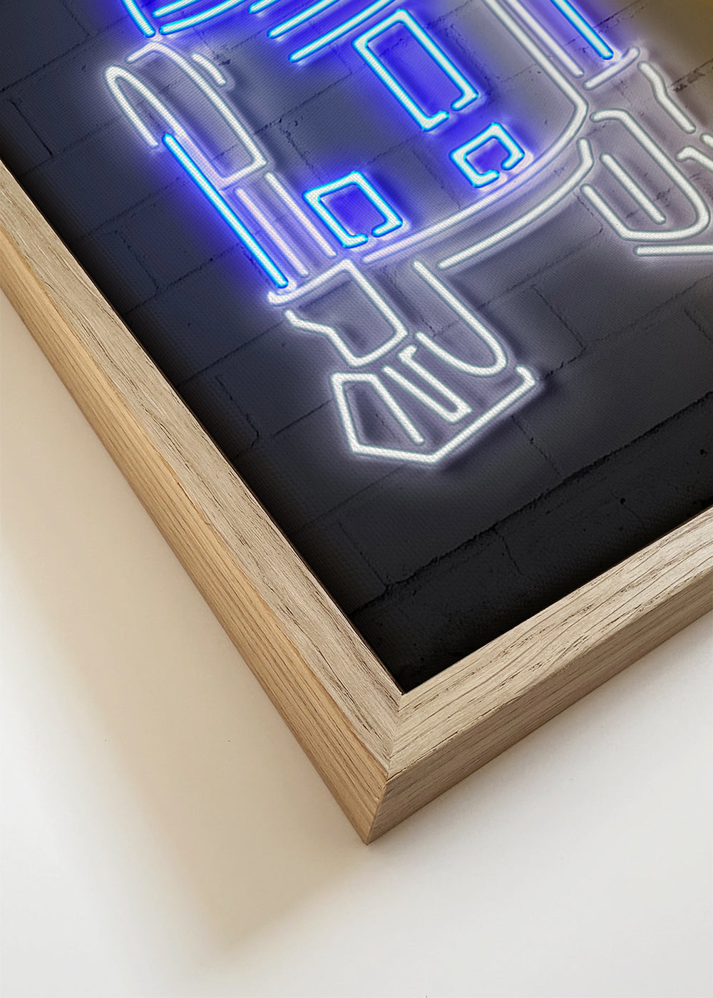Neon-robotillustration til væg