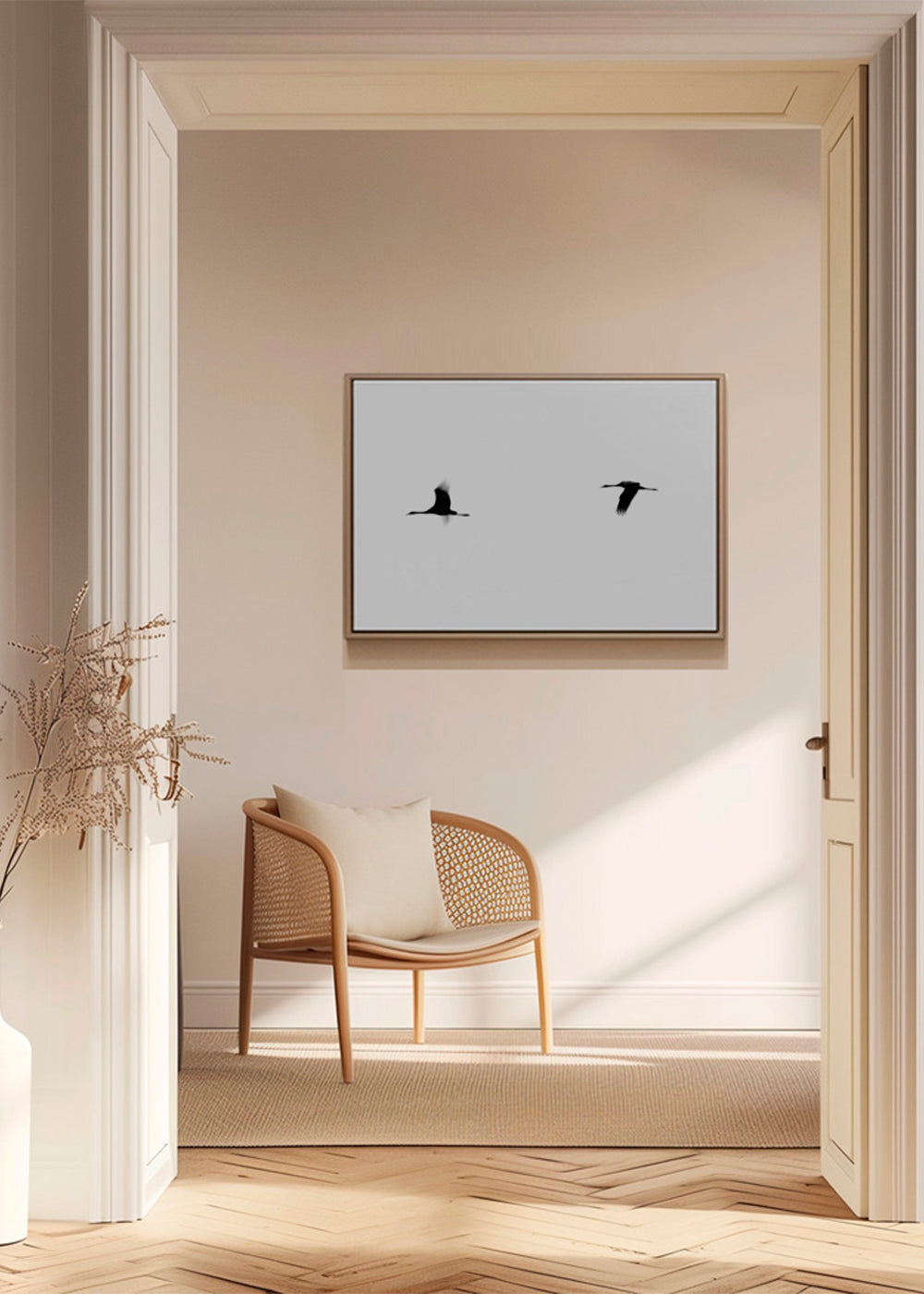 Kunst kraner i flugt minimalistisk