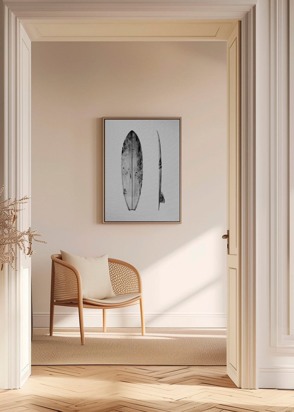 Sport kunst surfbræt sort hvid
