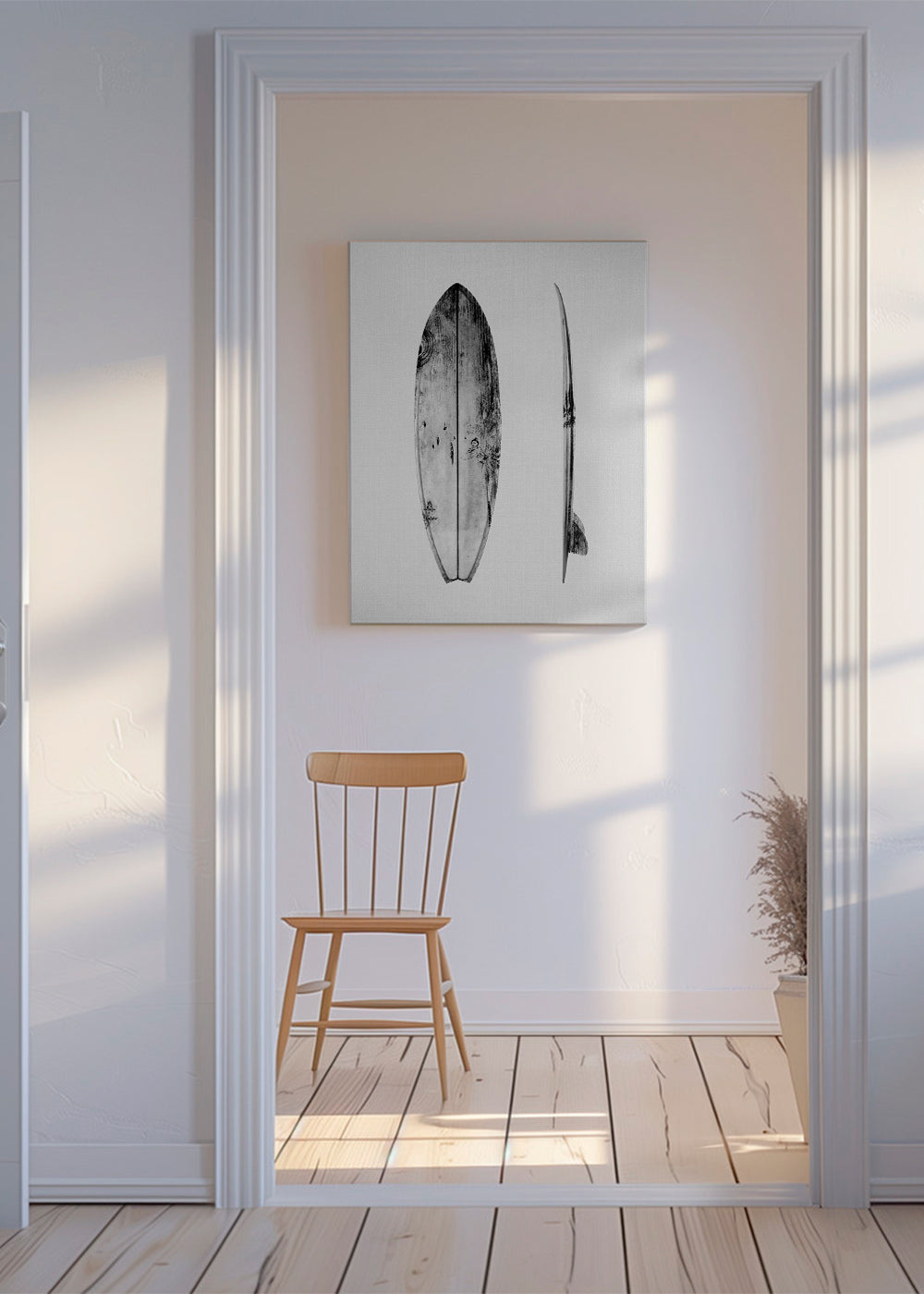Sport kunst surfbræt sort hvid
