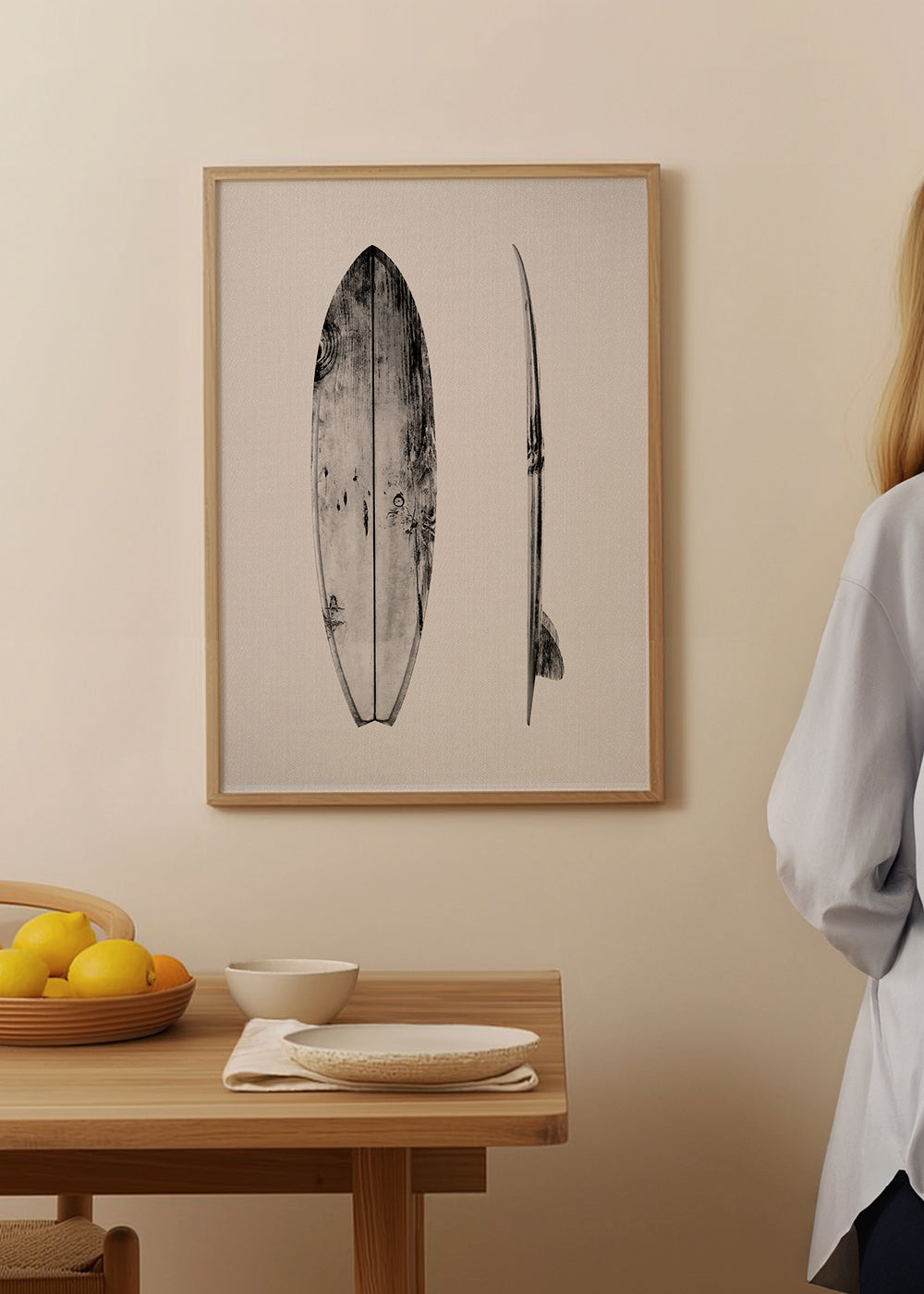Sport kunst surfbræt sort hvid