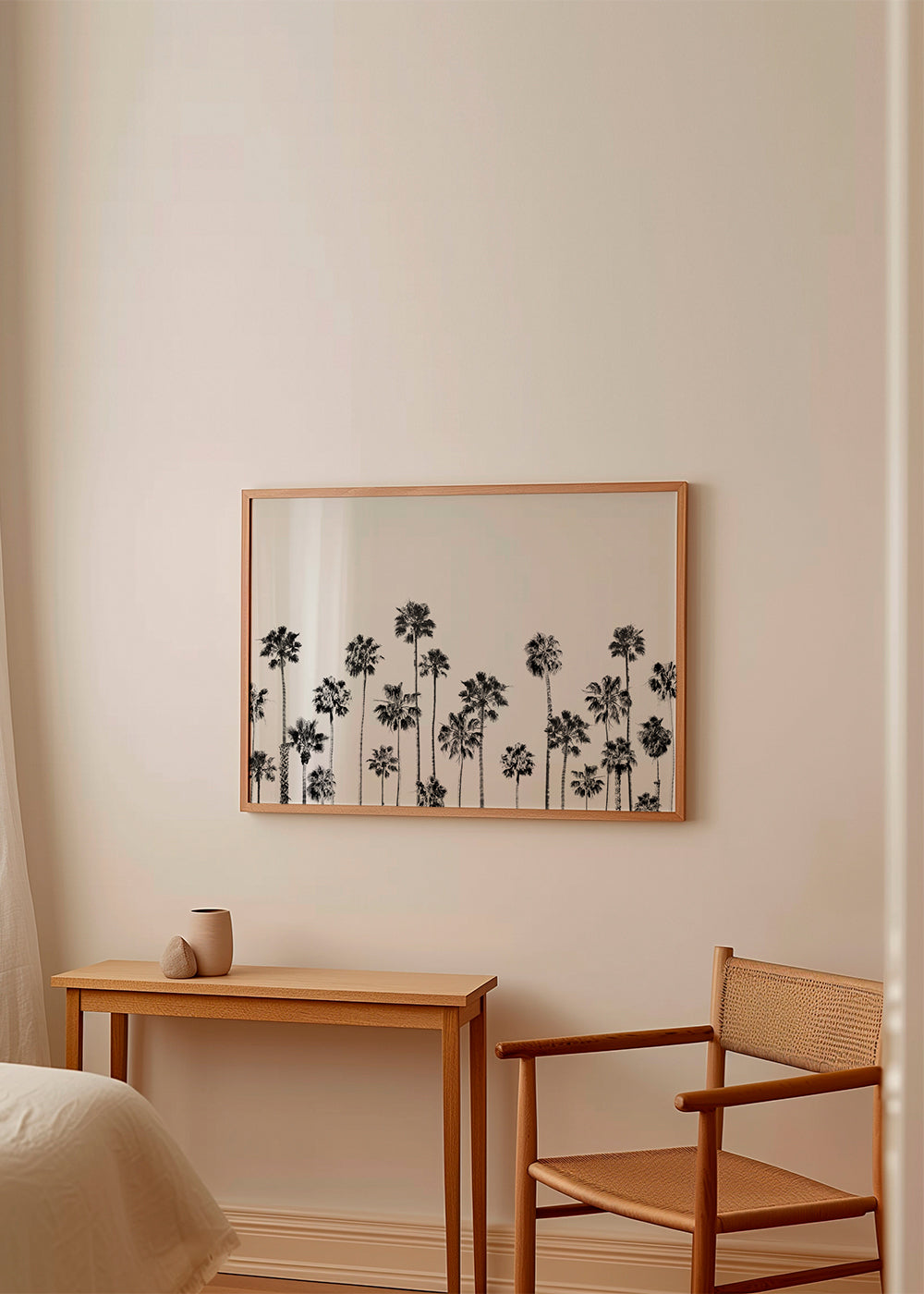 Botanisk plakat med palmer i sort-hvid