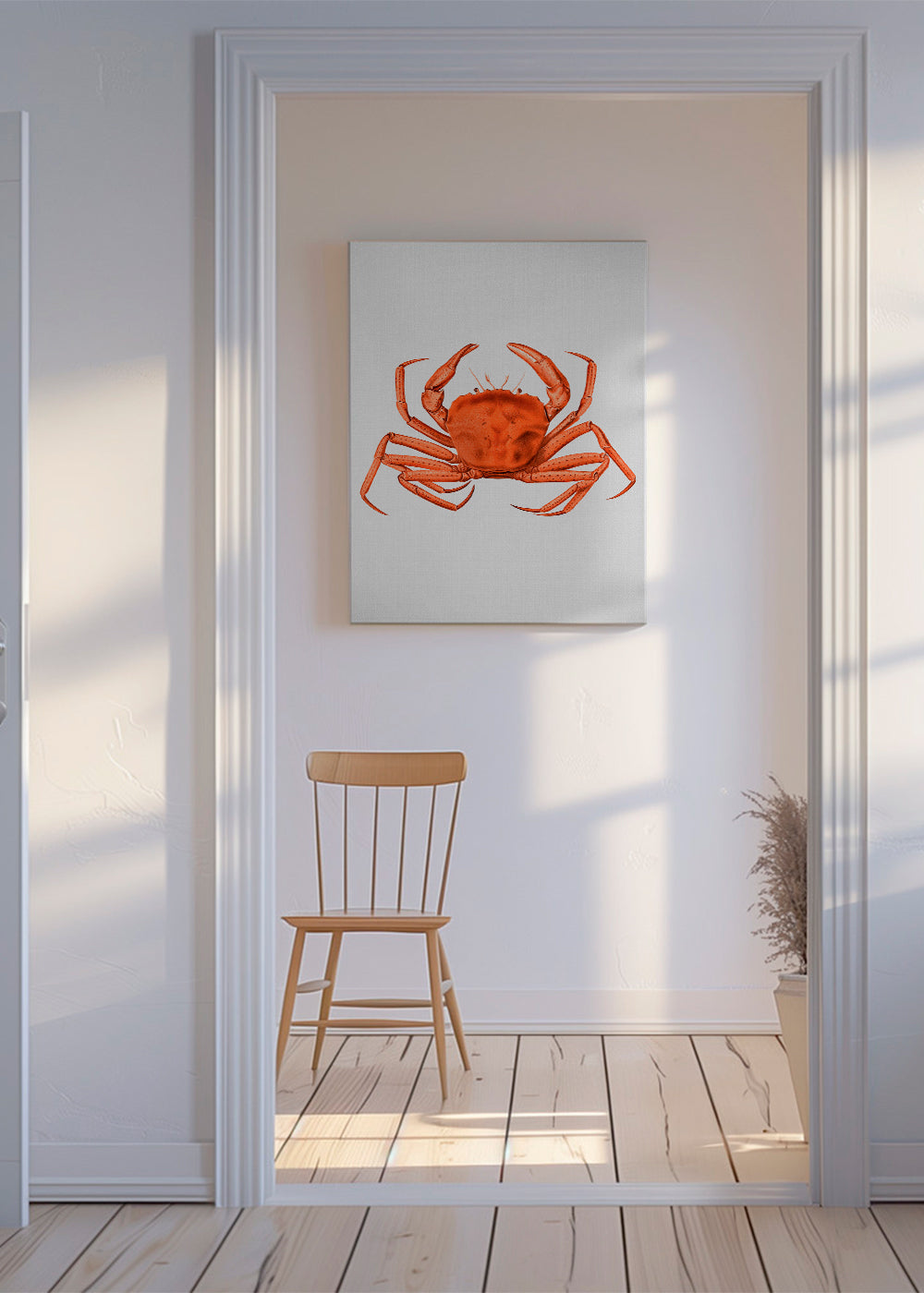 Kunstværk orange akvarel krabbe
