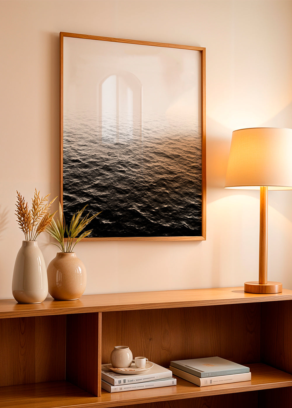 Sort-hvidt foto af havet