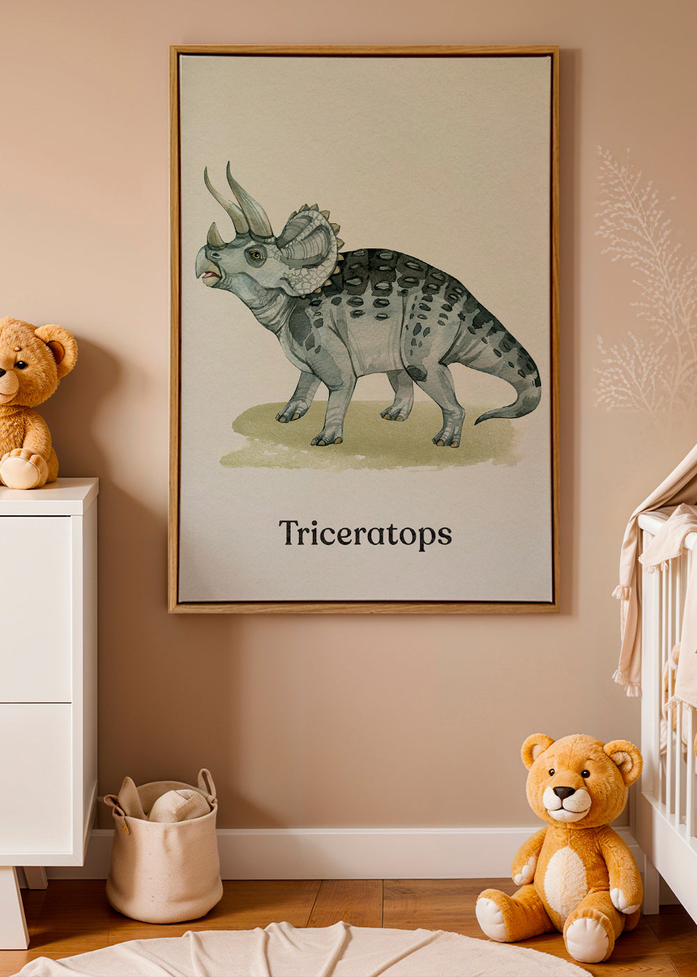 Kunstværk Triceratops akvarel illustration