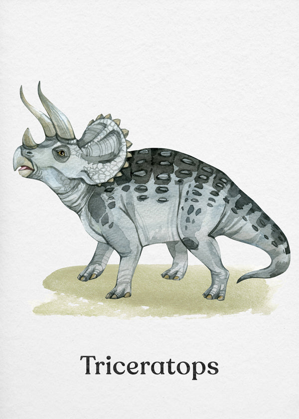 Kunstværk Triceratops akvarel illustration
