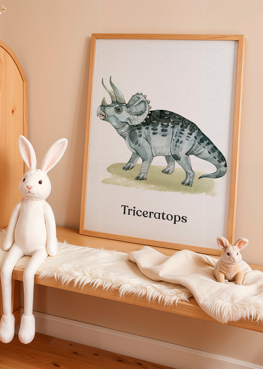Kunstværk Triceratops akvarel illustration