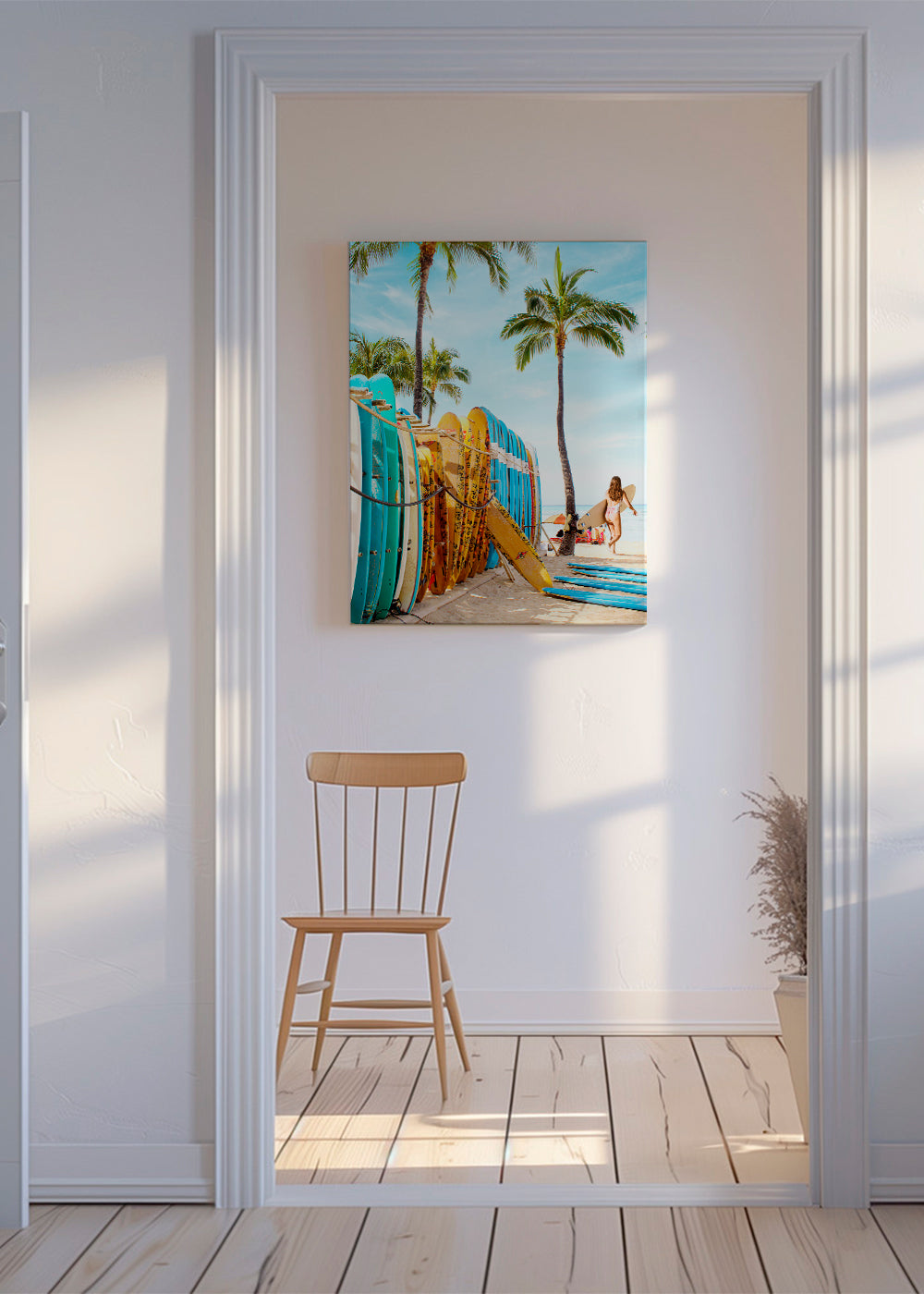 Sport kunst: surfbrætter på en solrig strand