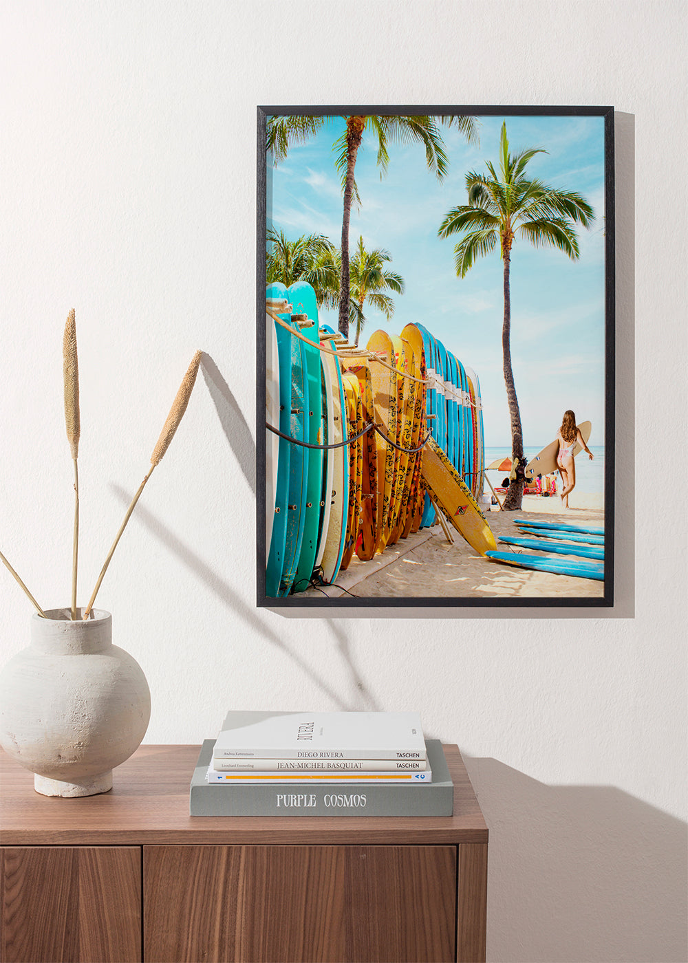 Sport kunst: surfbrætter på en solrig strand