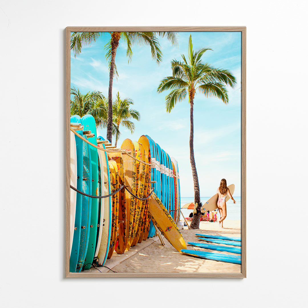 Sport kunst: surfbrætter på en solrig strand