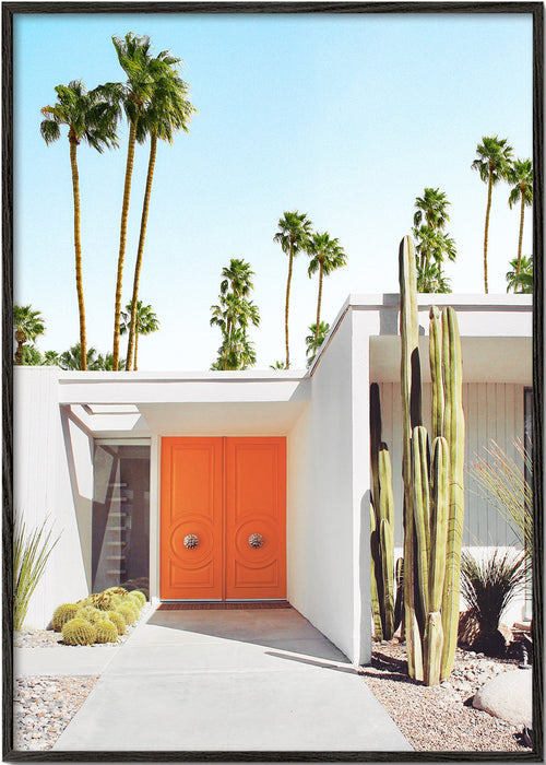 Botanisk plakat Palm Springs orange dør