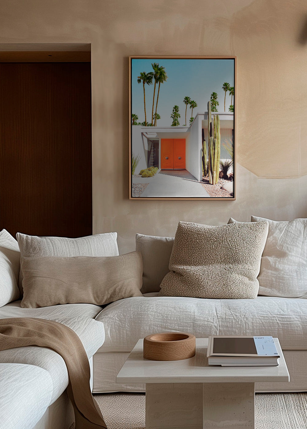 Botanisk plakat Palm Springs orange dør