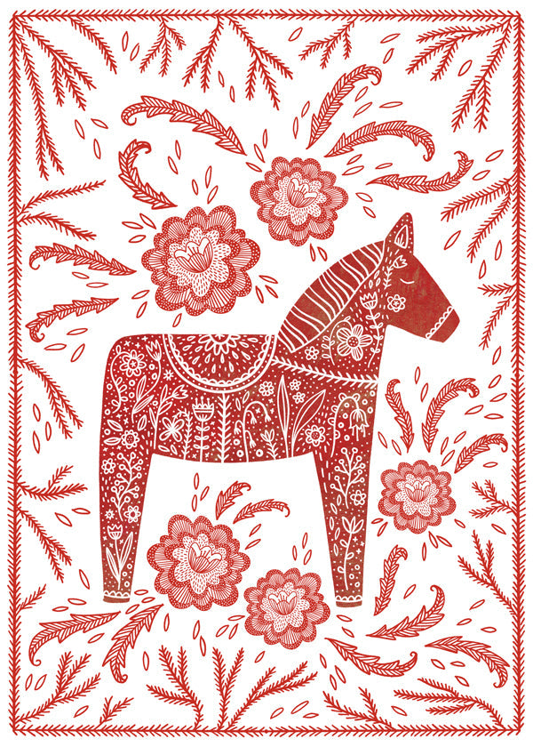 Dala-hest rød plakat