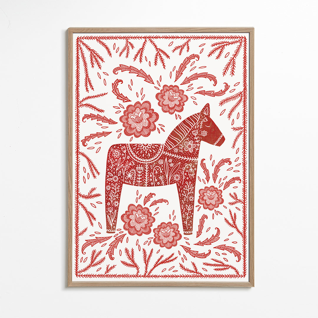 Dala-hest rød plakat