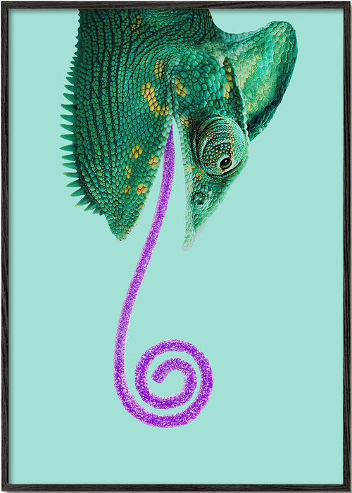 Kunst chameleon grøn med spiral tunge