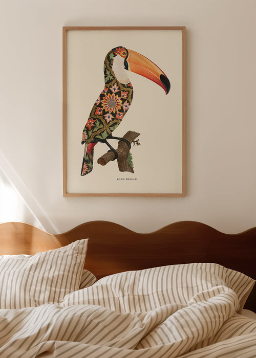 Boho-tukan med mønstret fjerdragt