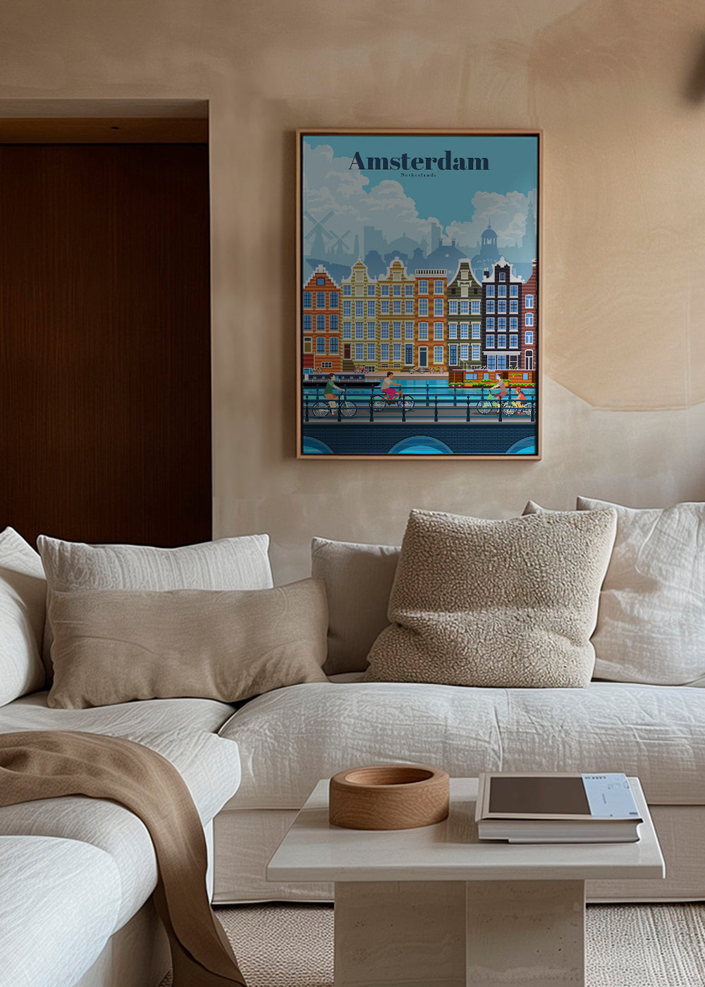 Rejseplakat Amsterdam kanal med cykler
