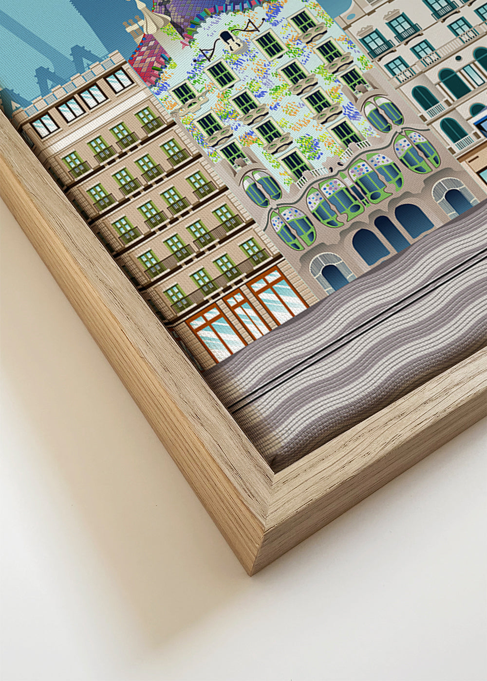 Rejseplakat Barcelona illustreret skyline