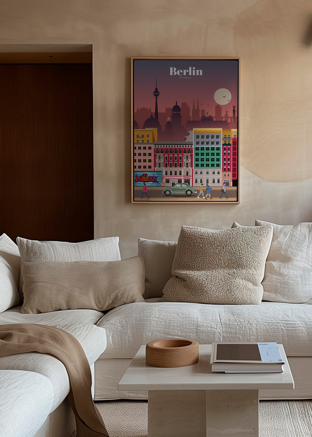 Rejseplakat Berlin: illustreret by-skyline
