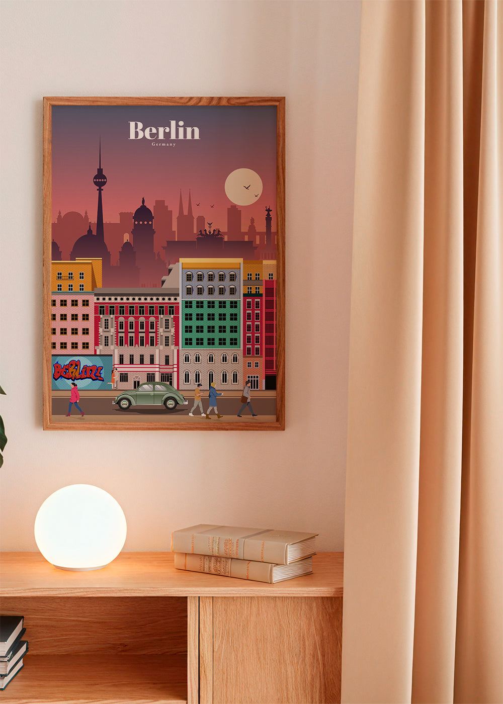 Rejseplakat Berlin: illustreret by-skyline