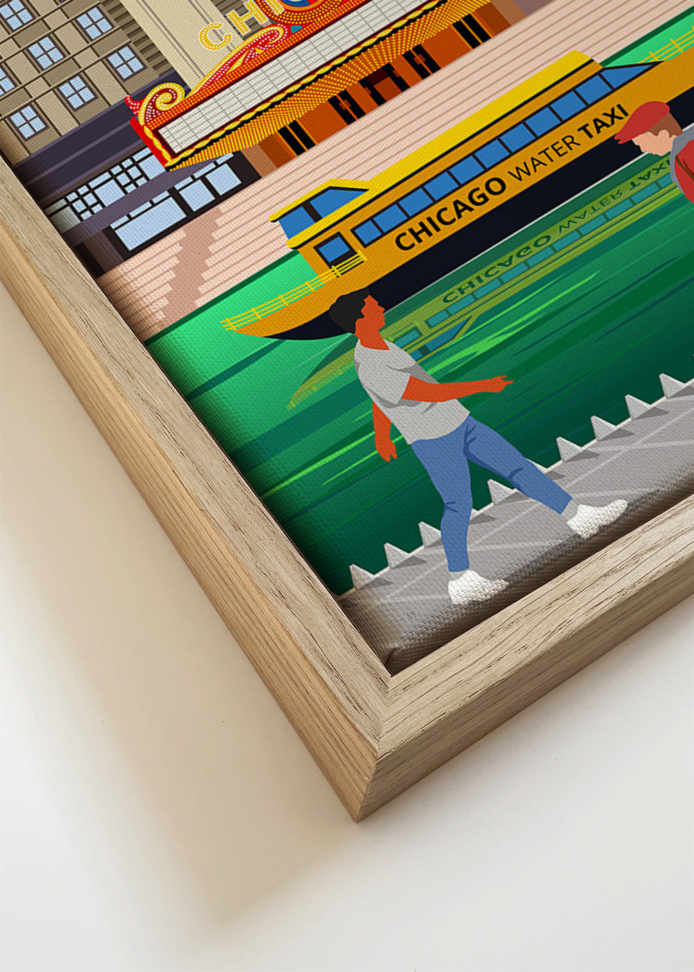 Rejseplakat: Chicagos skyline med vandskib