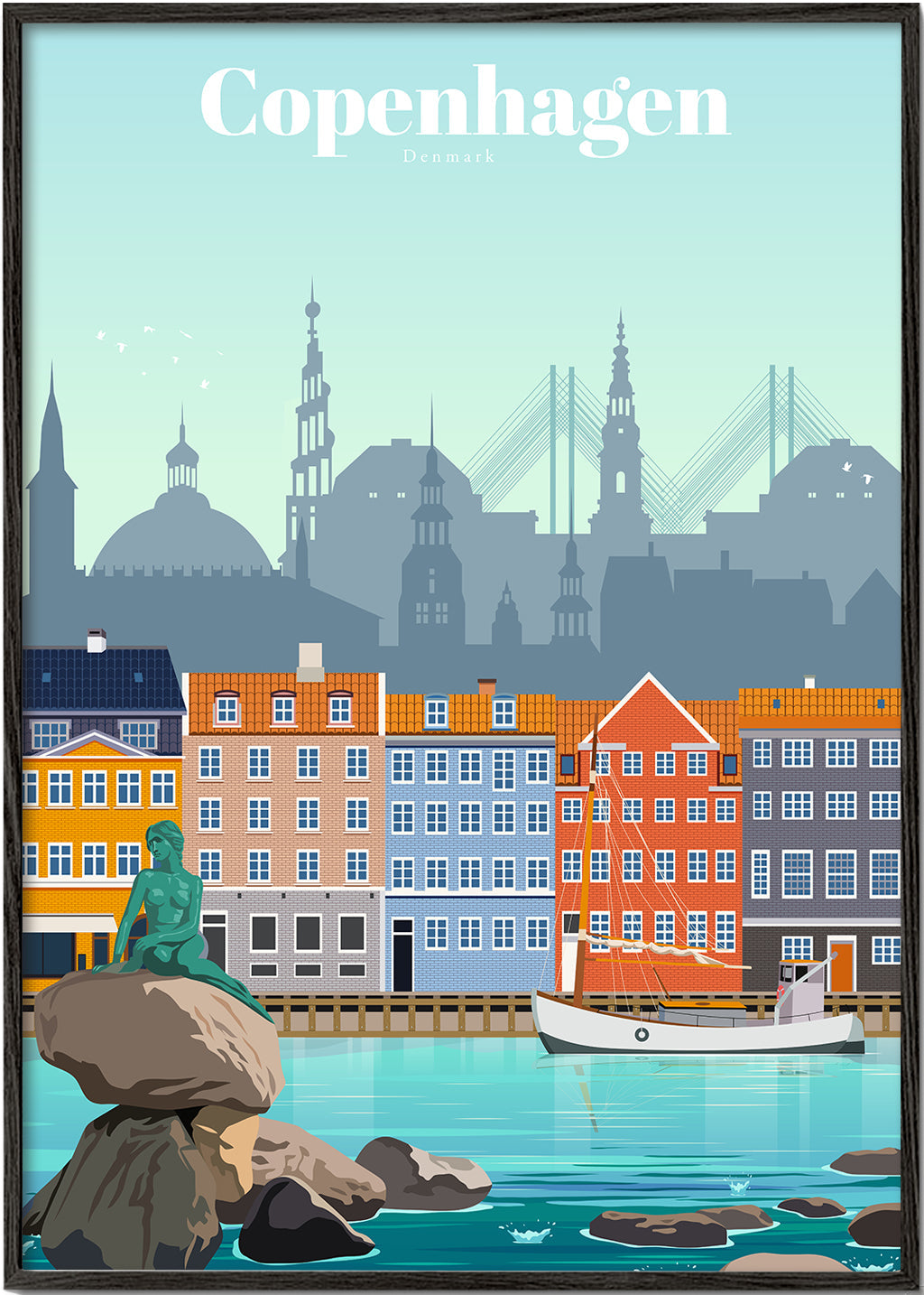 Rejseplakat: København farverig havn
