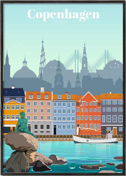 Rejseplakat: København farverig havn
