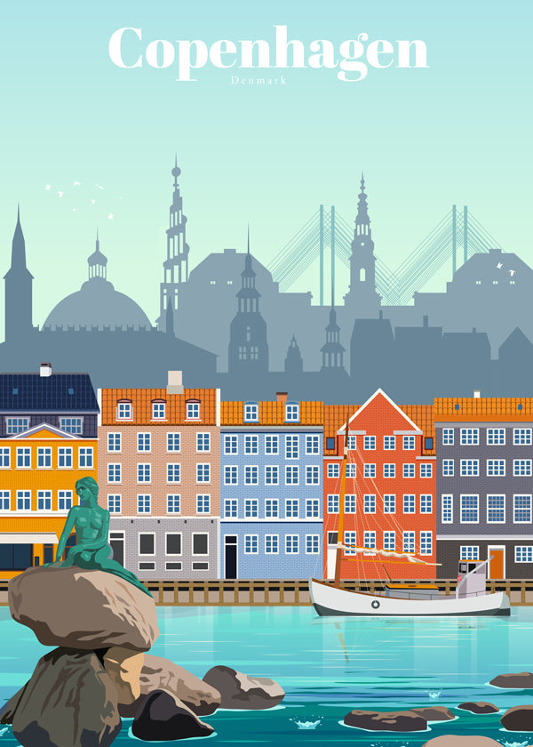 Rejseplakat: København farverig havn